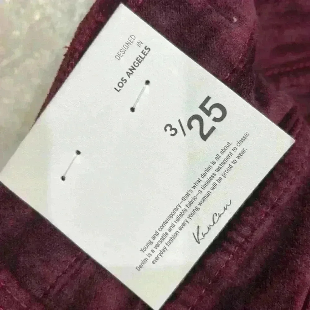 Mid rise maroon velvet skinny Jean - Picture 6 of 8